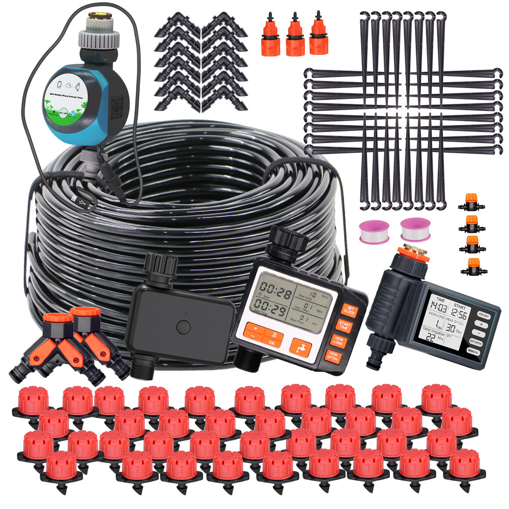 Irrigation Drip Tape - หัวจ่ายน้ำอัตโนมัติแบบปรับได้สำหรับหัวฉีดน้ำขนาด1/4นิ้ว50-5ม. ระบบให้น้ำแบบหยดสำหรับสวนเรือนกระจกกลางแจ้งในบ้าน