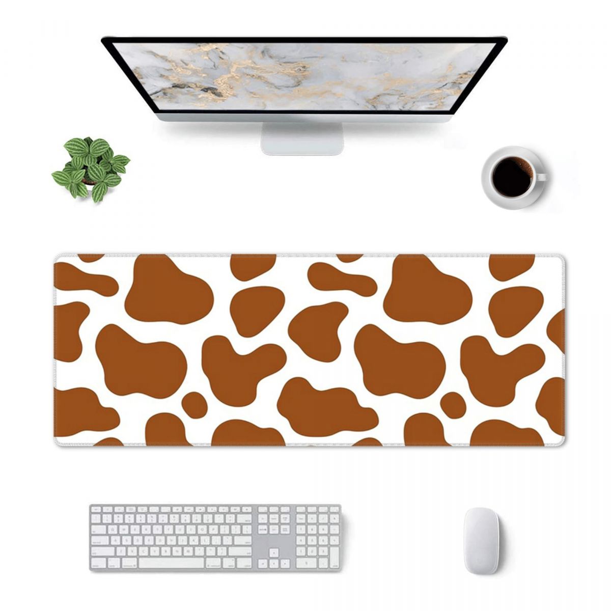 Cow Mat Rubber - แผ่นรองเมาส์ขนาดใหญ่ ลายวัวสีน้ำตาล ลายหนังวัวน่ารัก สำหรับเกมเมอร์ แผ่นรองสำหรับคอมพิวเตอร์ แล็ปท็อป