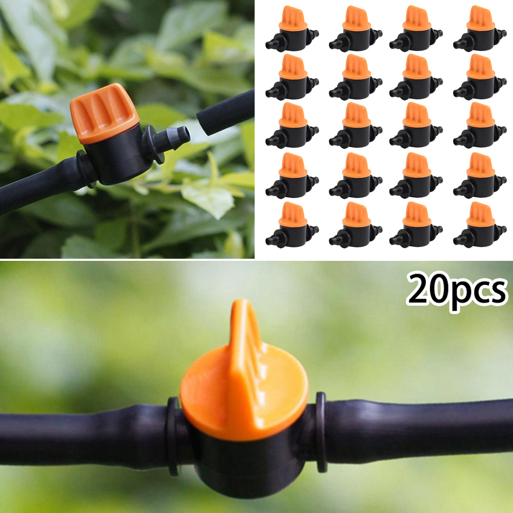 Irrigation Drip Tape - 20 ชิ้นท่อวาล์ว Garden Tap สวนหยดชลประทานอุปกรณ์ท่อตัวเชื่อมต่อวาล์วน้ําสําหรับ 4/7